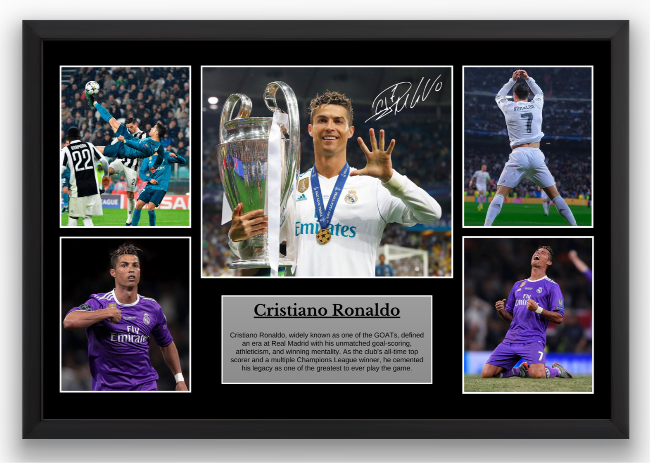 Cristiano Ronaldo Real Madrid Poster – 4K Premium Picture with Frame & Autograph