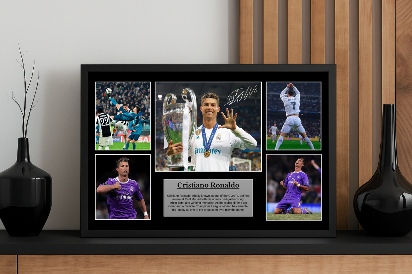 Cristiano Ronaldo Real Madrid Poster – 4K Premium Picture with Frame & Autograph