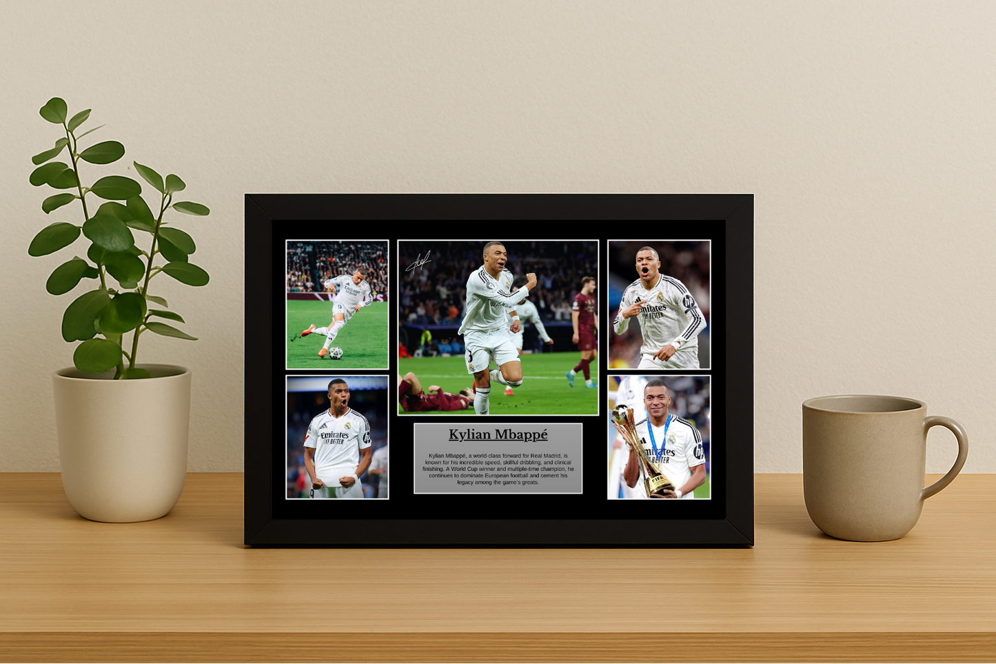 Kylian Mbappé Real Madrid Poster – 4K Premium Picture with Frame & Autograph