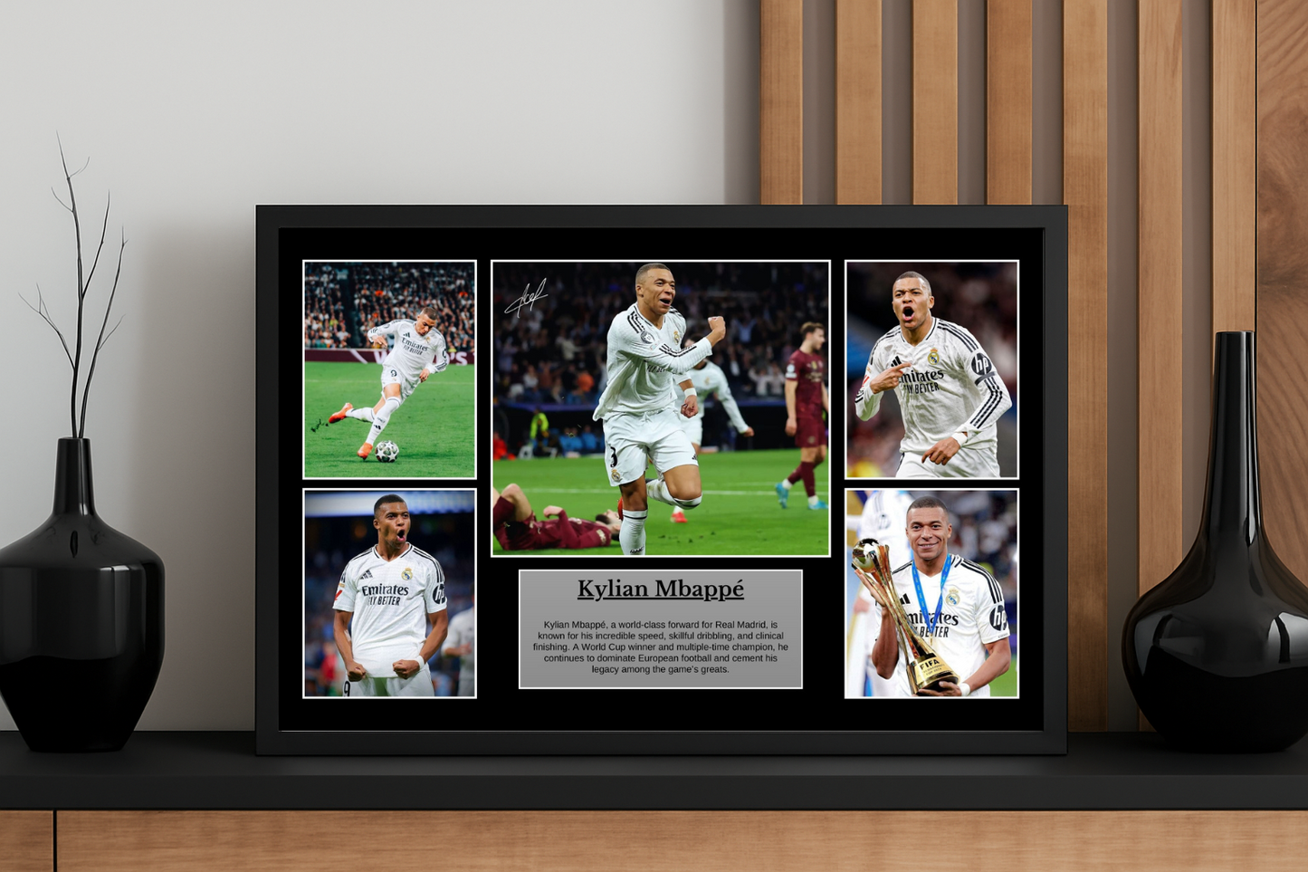 Kylian Mbappé Real Madrid Poster – 4K Premium Picture with Frame & Autograph
