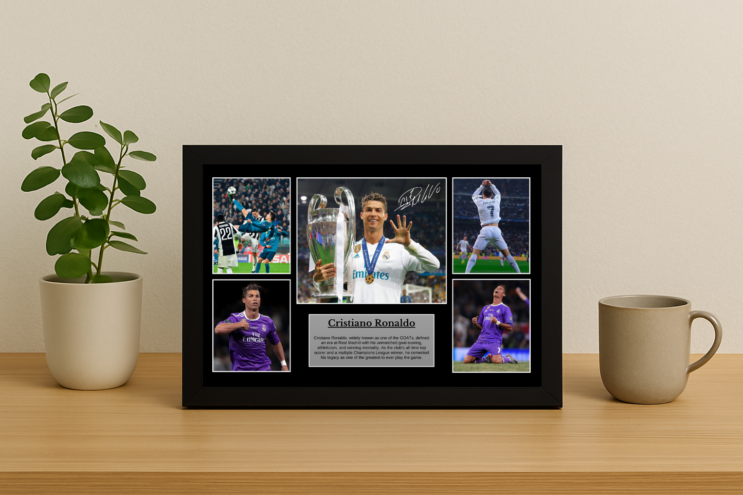 Cristiano Ronaldo Real Madrid Poster – 4K Premium Picture with Frame & Autograph