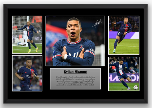 Kylian Mbappé PSG Poster – 4K Premium Picture with Frame &amp; Autograph