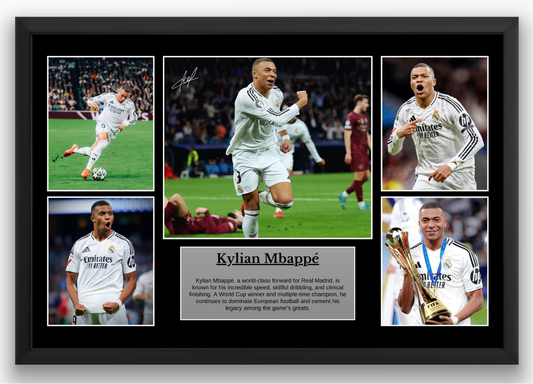 Kylian Mbappé Real Madrid Poster – 4K Premium Picture with Frame &amp; Autograph