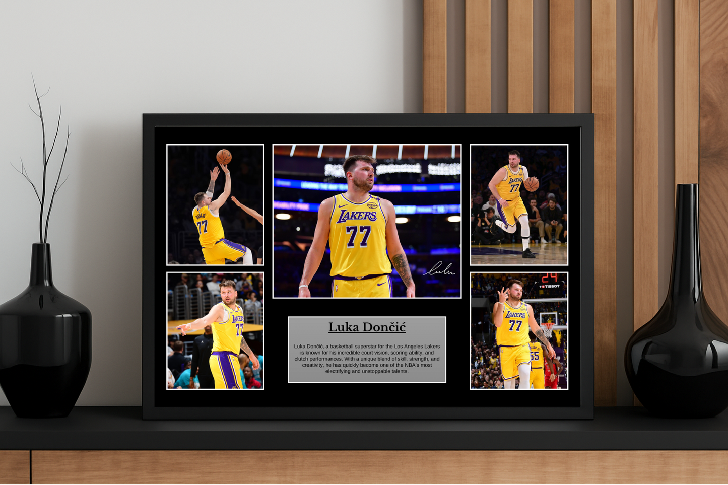 Luka Dončić Los Angeles Lakers Poster – 4K Premium Picture with Frame &amp; Autograph